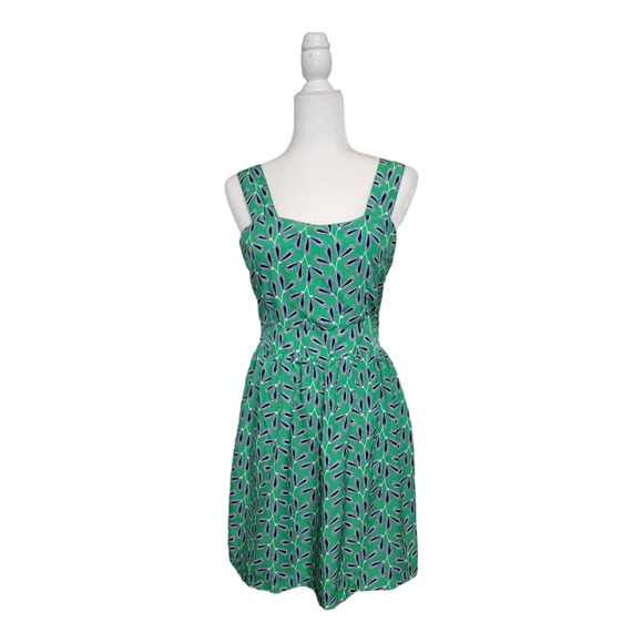 Tulle Women's Floral Keyhole Lined Tie Back Sundress Green Navy Size M - Picture 1 of 7